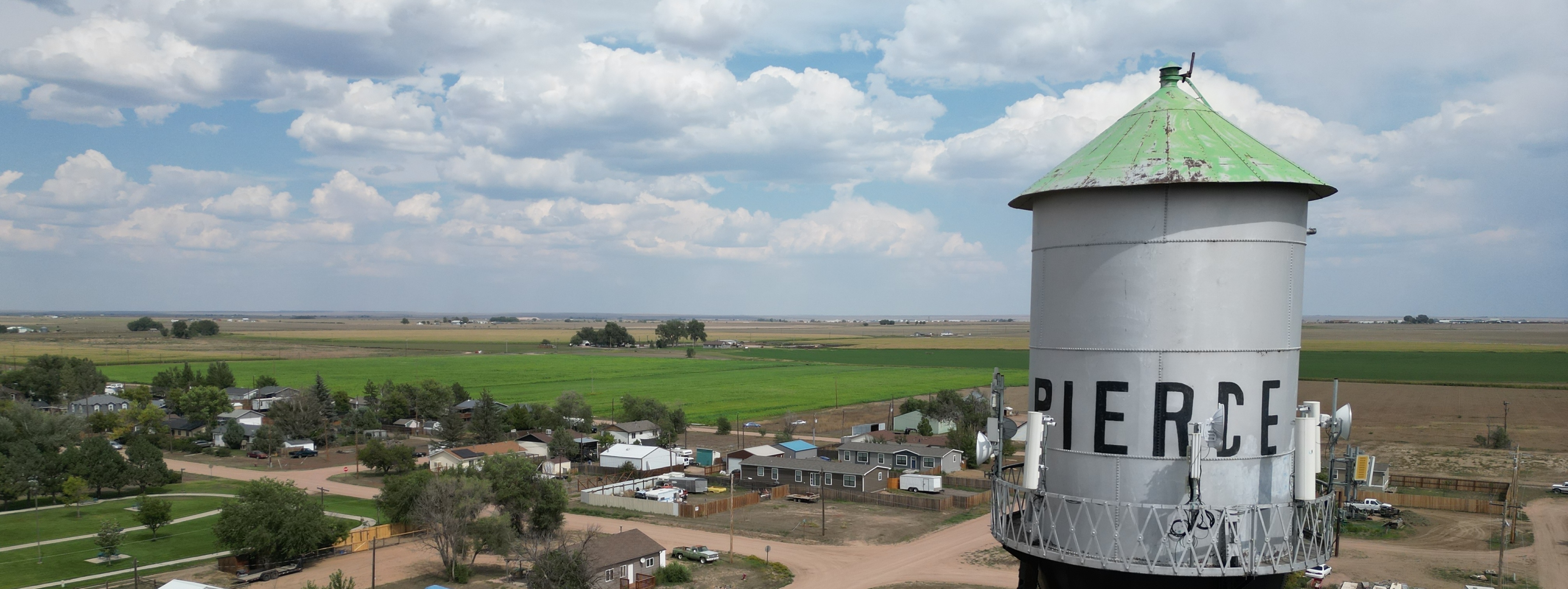 Eastern View of Pierce Showing Water Tower